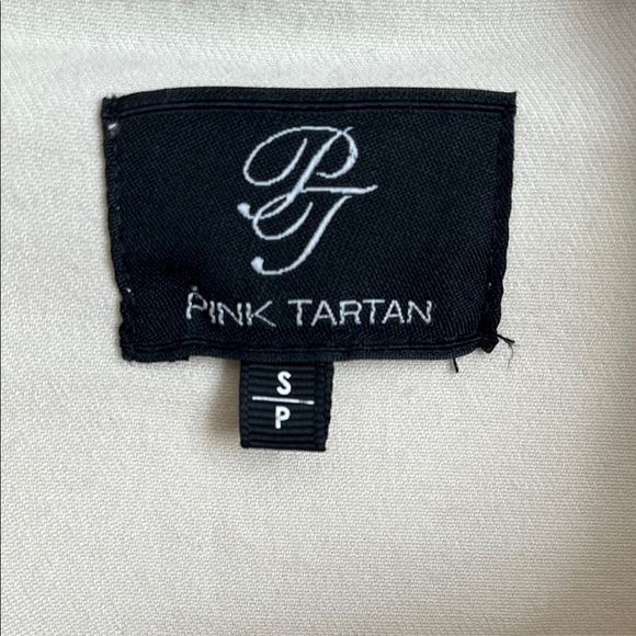PINK TARTAN NWOT Beige Twill Jacket Mandarin Collar, Size S - Picture 2 of 9
